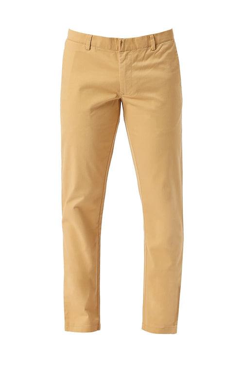 Tapered Fit Cotton Stretch Peach Twill Trousers