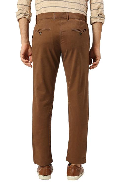 Tapered Fit Cotton Stretch Peach Twill Trousers