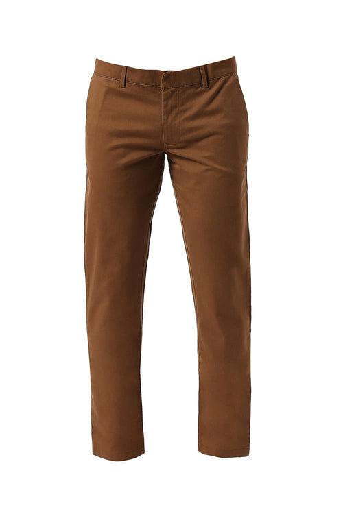 Tapered Fit Cotton Stretch Peach Twill Trousers