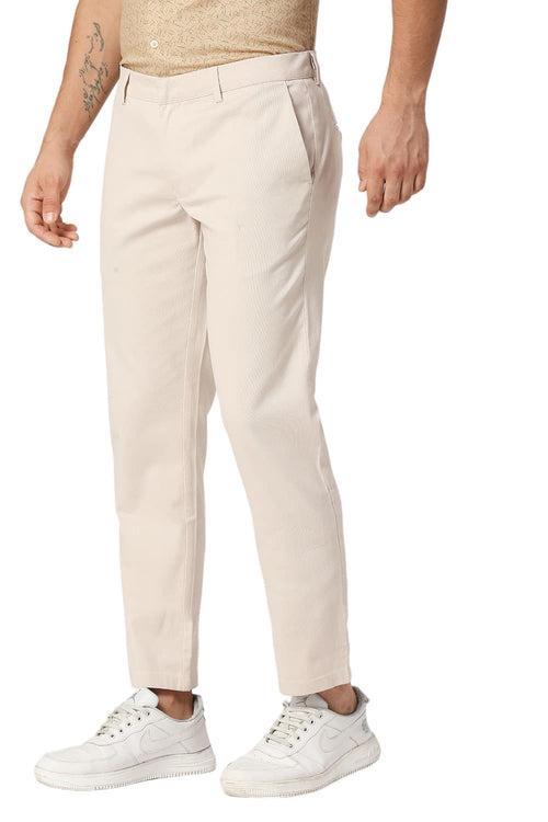 Tapered Fit Cotton Stretch Dobby Trousers