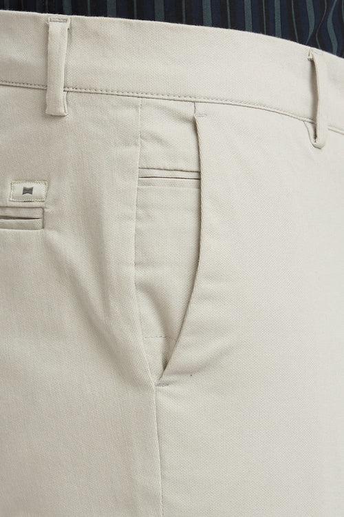 Tapered Fit Cotton Stretch Dobby Trousers