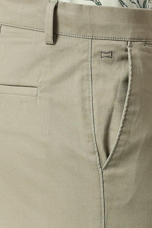 Tapered Fit Cotton Stretch Dobby Trousers