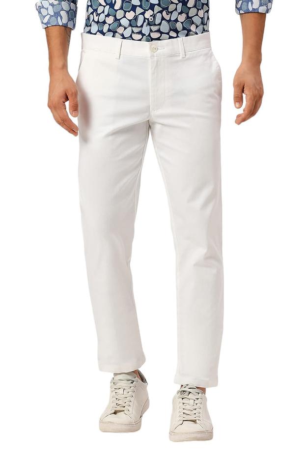 Tapered Fit Cotton Stretch Dobby Trousers