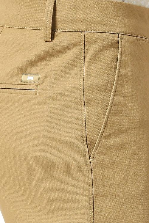 Tapered Fit Cotton Stretch Dobby Trousers