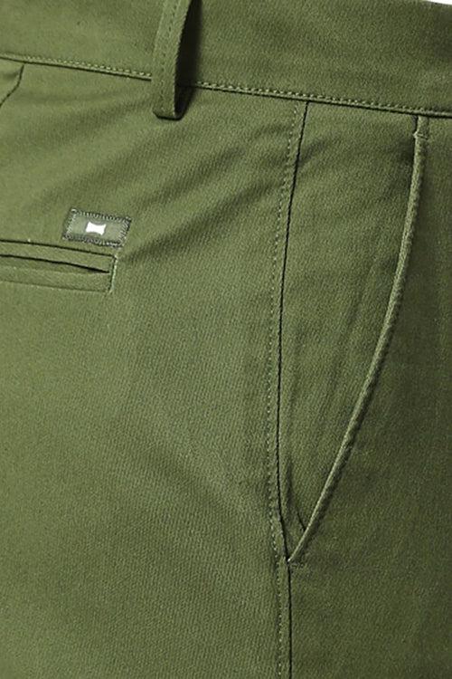 Tapered Fit Cotton Stretch Dobby Trousers