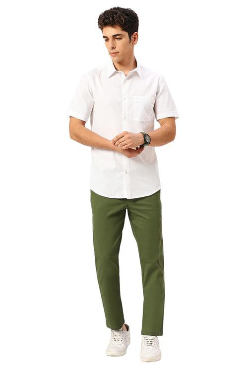 Tapered Fit Cotton Stretch Dobby Trousers