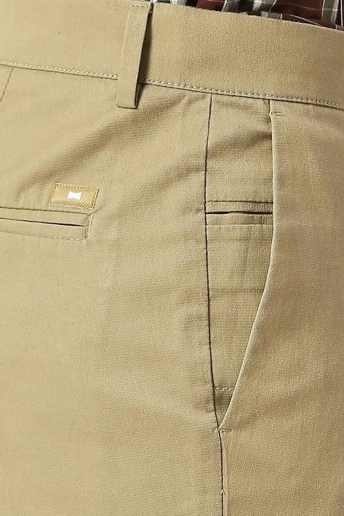 Tapered Fit Cotton Stretch Dobby Trousers