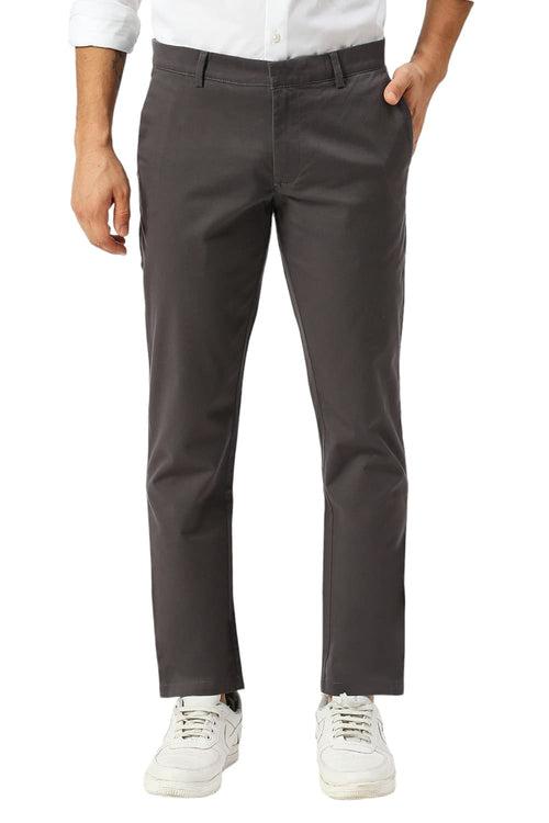 Tapered Fit Cotton Stretch Dobby Trousers