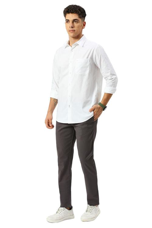 Tapered Fit Cotton Stretch Dobby Trousers