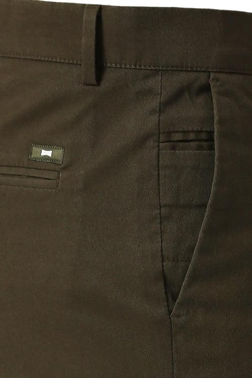 Tapered Fit Cotton Stretch Dobby Trousers