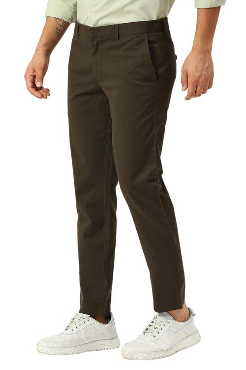 Tapered Fit Cotton Stretch Dobby Trousers