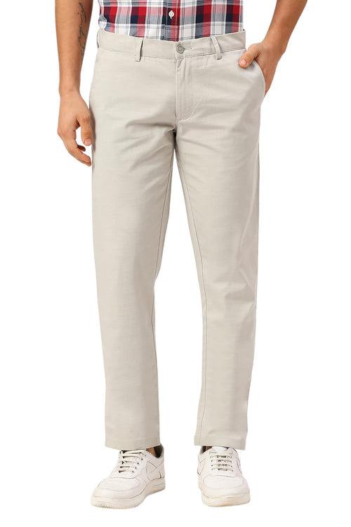 Tapered Fit Cotton Stretch Dobby Trousers