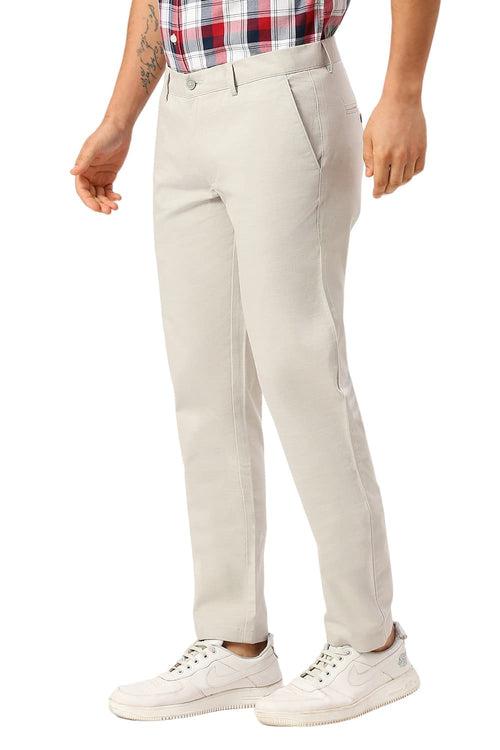 Tapered Fit Cotton Stretch Dobby Trousers