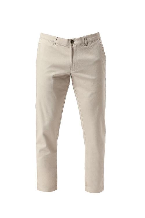 Tapered Fit Cotton Stretch Dobby Trousers