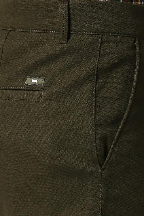 Tapered Fit Cotton Stretch Dobby Trousers