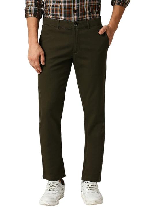 Tapered Fit Cotton Stretch Dobby Trousers