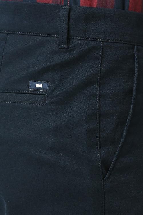 Tapered Fit Cotton Stretch Dobby Trousers