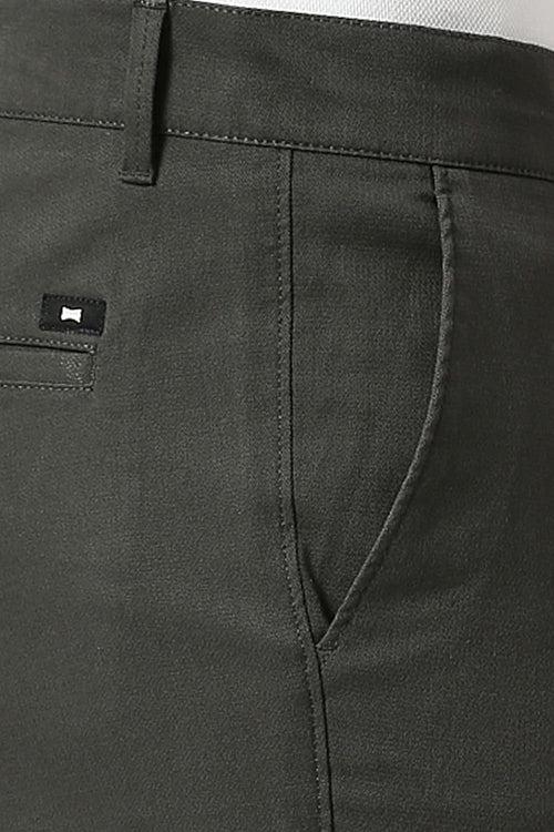 Tapered Fit Cotton Stretch Dobby Trousers