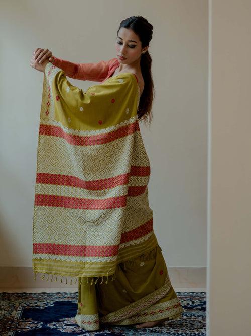 Chatreuse Eri Silk Saree