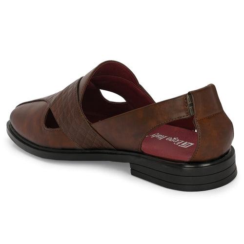 Eego Italy Plus Size Ethnic Sandals GT-8081-BROWN