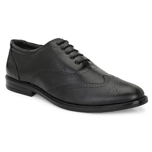 Eego Italy Plus Size Genuine Leather Brogue Lace Up Shoes GT-17-BLACK