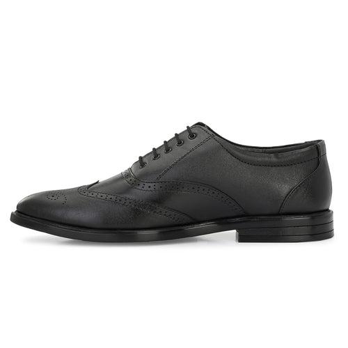 Eego Italy Plus Size Genuine Leather Brogue Lace Up Shoes GT-17-BLACK