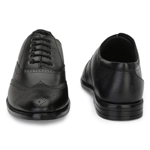 Eego Italy Plus Size Genuine Leather Brogue Lace Up Shoes GT-17-BLACK