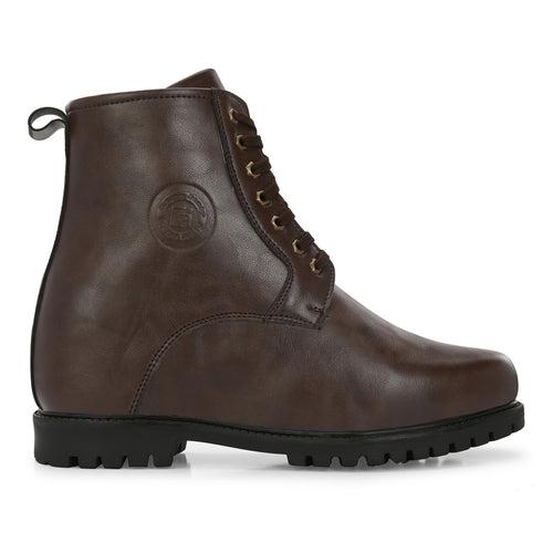 Eego Italy 3 Inch Hidden Height Increasing Casual Outdoor Boot in Eva Sole. Height Elevator Boots HT-3-BROWN