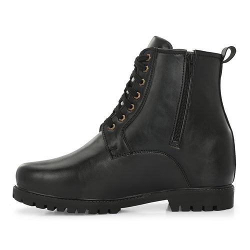 Eego Italy 3 Inch Hidden Height Increasing Casual Outdoor Boot in Eva Sole. Height Elevator Boots HT-3-BLACK