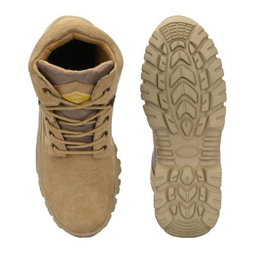 Eego Italy Genuine Leather Troop Aerolite 7.0 Military & Tactical Combat Boot (Beige) With Steel Toe Insert 