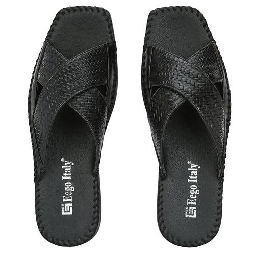 Eego Italy Party Wear Ethnic Slippers HERO-2-BLACK (Sale@499)