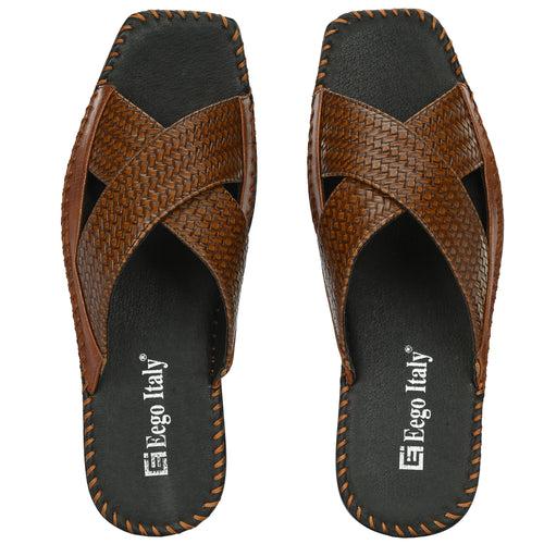 Eego Italy Party Wear Ethnic Slippers HERO-2-TAN (Sale@499)