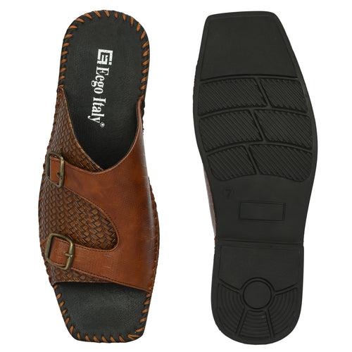 Eego Italy Party Wear Ethnic Slippers HERO-1-TAN (Sale@499)