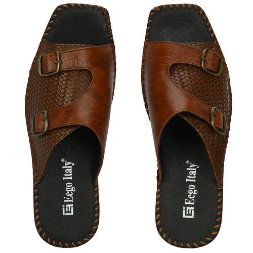 Eego Italy Party Wear Ethnic Slippers HERO-1-TAN (Sale@499)