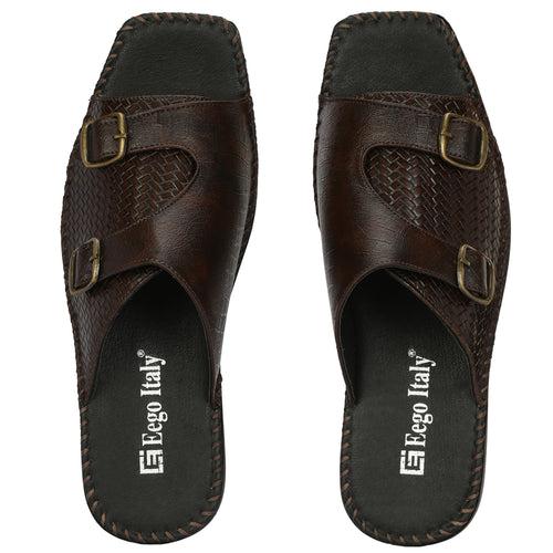 Eego Italy Party Wear Ethnic Slippers HERO-1-BROWN (Sale@499)