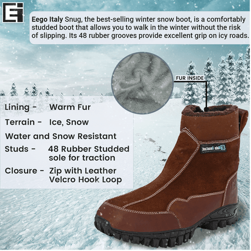 Eego Italy Snug Genuine Leather Winter Snow Boots With Fur