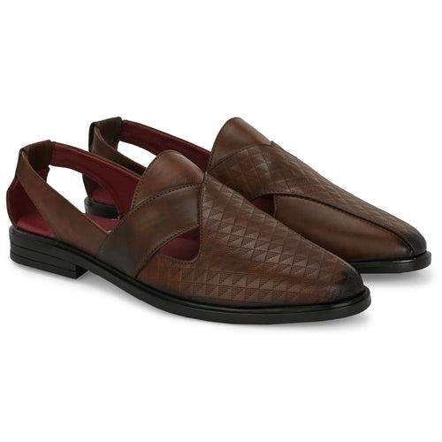 Eego Italy Plus Size Ethnic Sandals GT-8081-BROWN