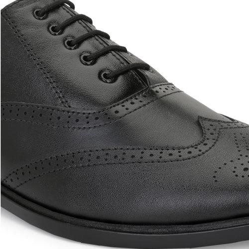 Eego Italy Plus Size Genuine Leather Brogue Lace Up Shoes GT-17-BLACK
