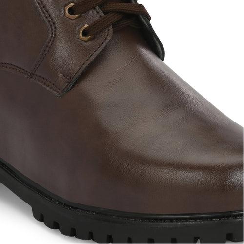 Eego Italy 3 Inch Hidden Height Increasing Casual Outdoor Boot in Eva Sole. Height Elevator Boots HT-3-BROWN