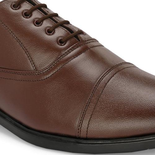 Eego Italy Plus Size Genuine Leather Formal Shoes GT-CHAIN-5-BROWN