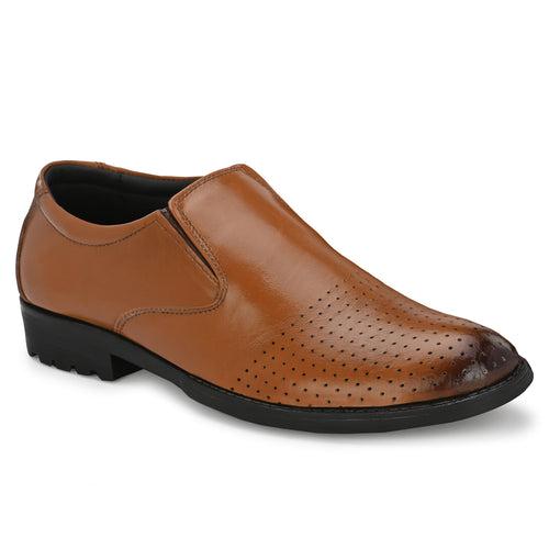 Eego Italy Genuine Leather Padded Punch Formal Slip On Shoes