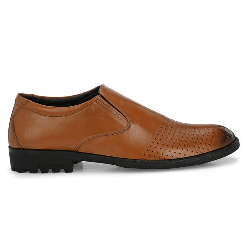 Eego Italy Genuine Leather Padded Punch Formal Slip On Shoes