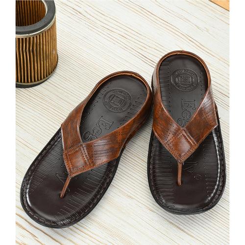 Eego Italy Men's Comfort Thong Slippers KM-3-BROWN