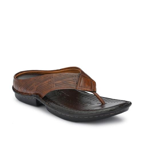 Eego Italy Men's Comfort Thong Slippers KM-3-BROWN