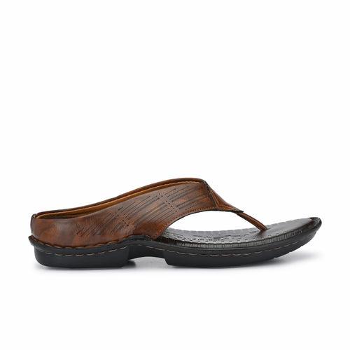 Eego Italy Men's Comfort Thong Slippers KM-3-BROWN