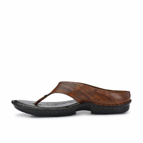 Eego Italy Men's Comfort Thong Slippers KM-3-BROWN