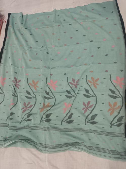 Pure Cotton 100 Count jamdani Saree Without Blouse . ( Length- 6.3 meter )