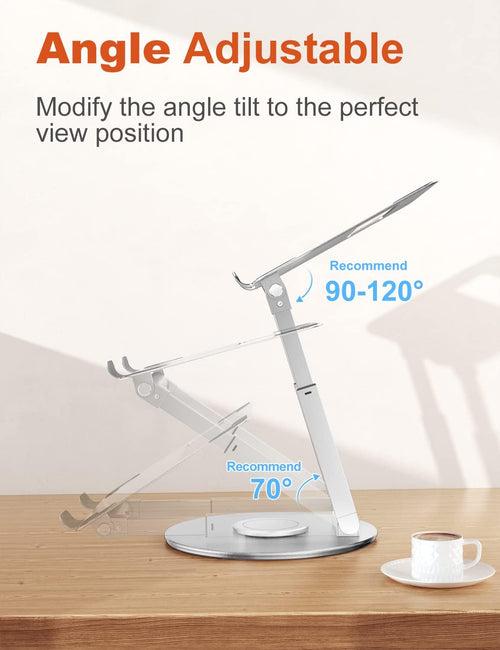 Smiledrive Portable Laptop Stand-Standing Sitting Desk 360° rotatable base, ergonomic foldable laptop riser-height adjustable upto 18.9” compatible for 11 to 17.3 inch laptops