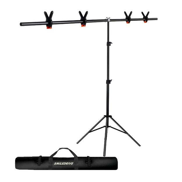 Smiledrive T-Shape Photography Stand Portable Backdrop Stand Adjustable Backdrop Kit 6.5ftx6.5ft