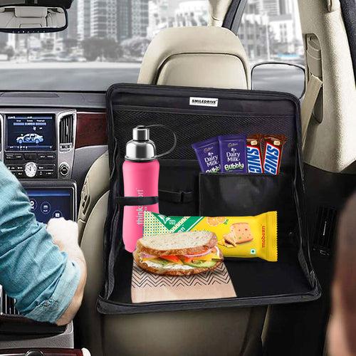 Car Laptop Desk Organizer Stand Foldable Backseat Food Eating Tray Accessories Holder Desk - Made in India - Black